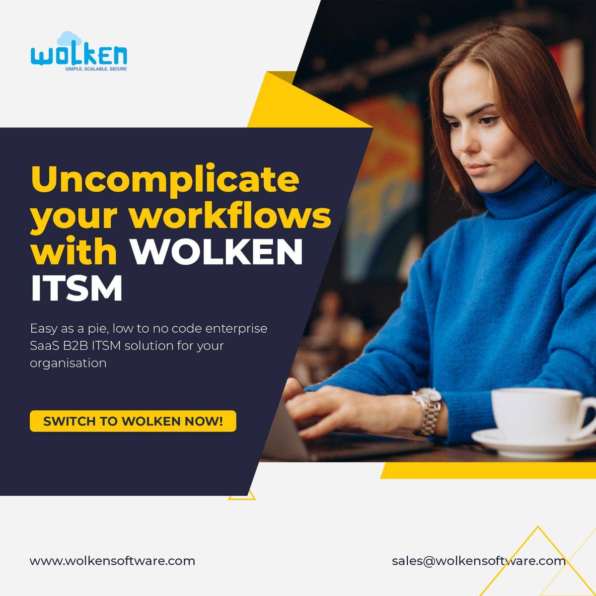 wolkensoftware's tweet photo. Move away from complicated workflows to a simplified one with Wolken ITSM!
Request a demo today to get aboard Wolken now. Request Demo https://t.co/yo3lKQHktp

#Wolken #Wolkensoftware #SaaS #ServiceDesk #WolkenEdge #ITSM #enterprise https://t.co/Hw2EaLuWQ2