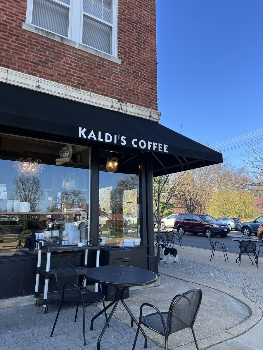 First meeting of the week happening at a sun-soaked table at one of my favorite spots in town. @Kaldis_Coffee in DeMun #StL #ThingsAreLookingUp
