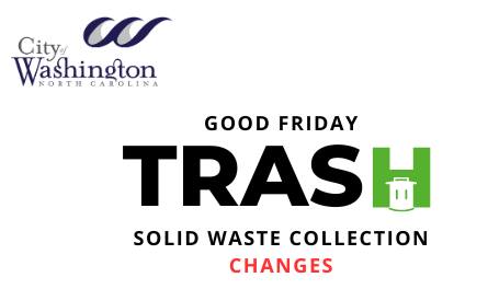 Due to the #GoodFriday  holiday Fri, April 7, there will be a change in the Solid Waste Collection schedule
-Thurs, April 6 & Fri, April 7 routes will be picked up on 𝐓𝐡𝐮𝐫𝐬, 𝐀𝐩𝐫𝐢𝐥 𝟔
-𝐍𝐨 solid waste collection April 7
-𝐍𝐨 yardwaste collection on April 6 or April 7