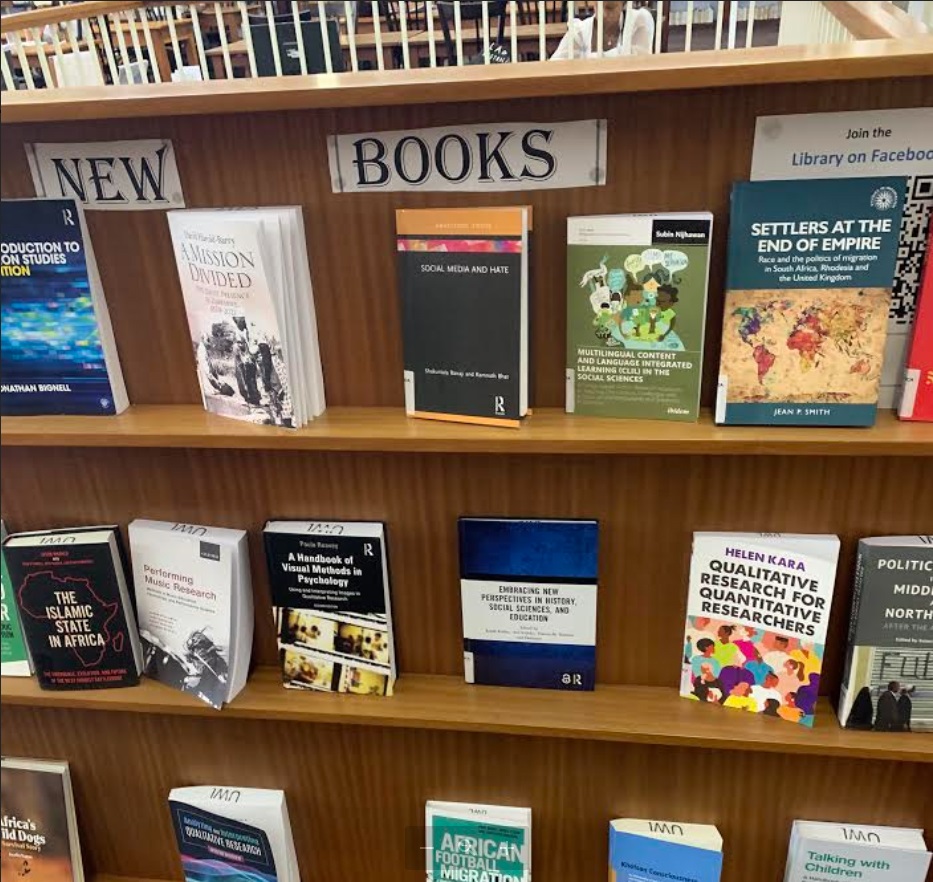 Really exciting to hear that my book, Settlers at the End Empire, published by @ManchesterUP, has made it to South Africa! Pictured here at the Cullen Library at Wits. Thanks to Caio Simões de Araújo for the pic!