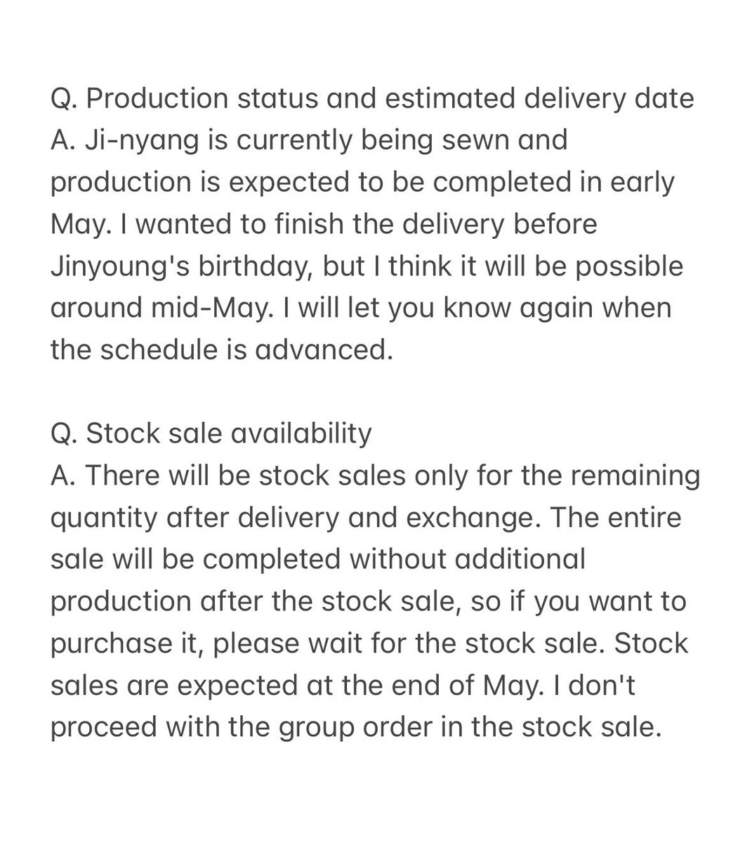 비슷한 문의가 조금씩 들어와 공지합니다.
이외의 문의사항은 DM이나 ASK에 
남겨주시면 답장 드리겠습니다. 
오랜 기간 기다려 주셔서 감사합니다. ₍ ^. ̫ .^ ₎ ❤︎ ͙͛