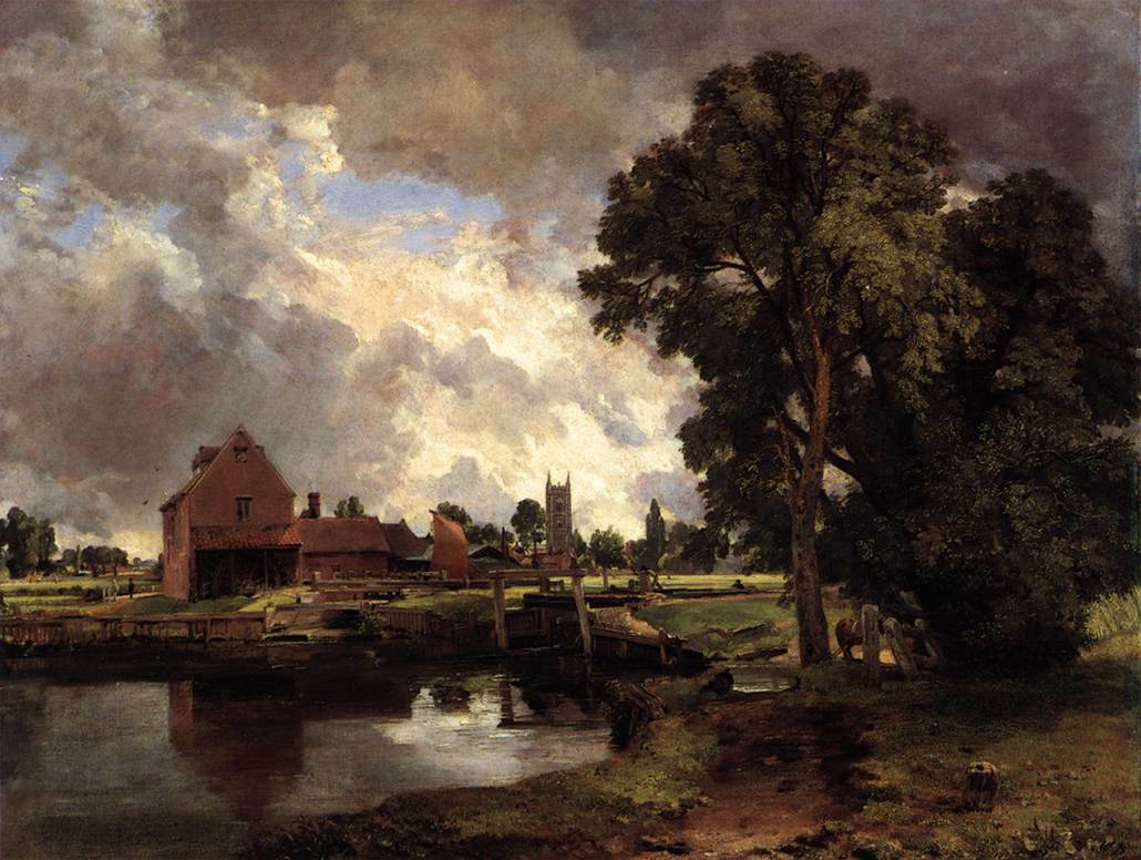 Dedham Lock and Mill, 1818 #johnconstable #englishart wikiart.org/en/john-consta…