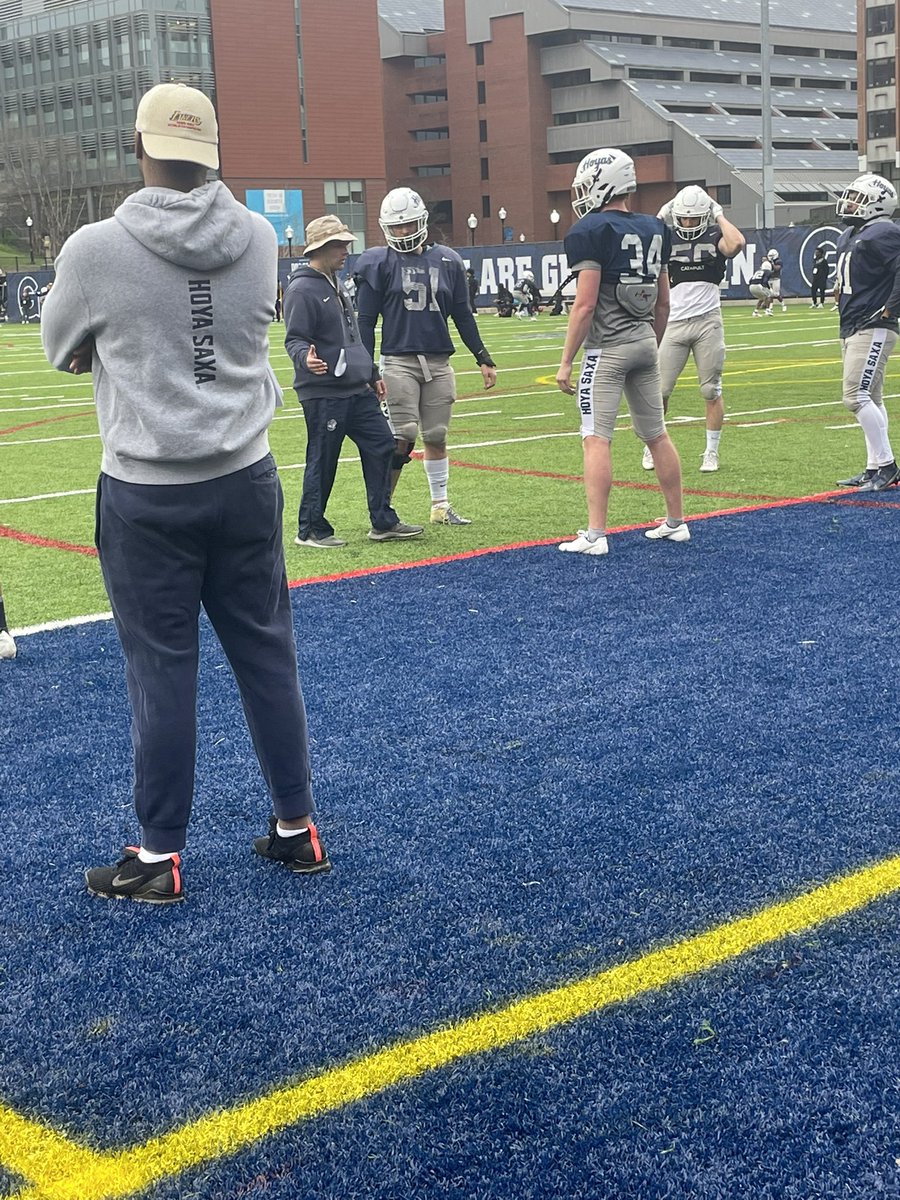 Tstein24's tweet photo. Big thanks to Georgetown for hosting! Loved the tour and enjoyed watching the dogs get after it! I’ll be back soon! @CoachThames21 @o_martin90 @_STAFOOTBALL_ @GoMVB @DCSAASports @sta_athletics_ https://t.co/28DOrKny3b