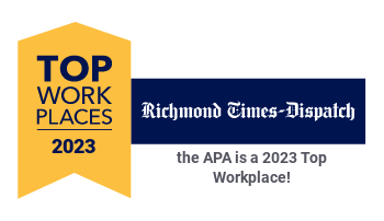It’s official! The Richmond Times-Dispatch made its Top Workplace announcement and once again recognized the APA as one of only nine entities that has been named a Top Workplace for 10 consecutive years. Thank you, APA employees! bit.ly/3KtQxP6