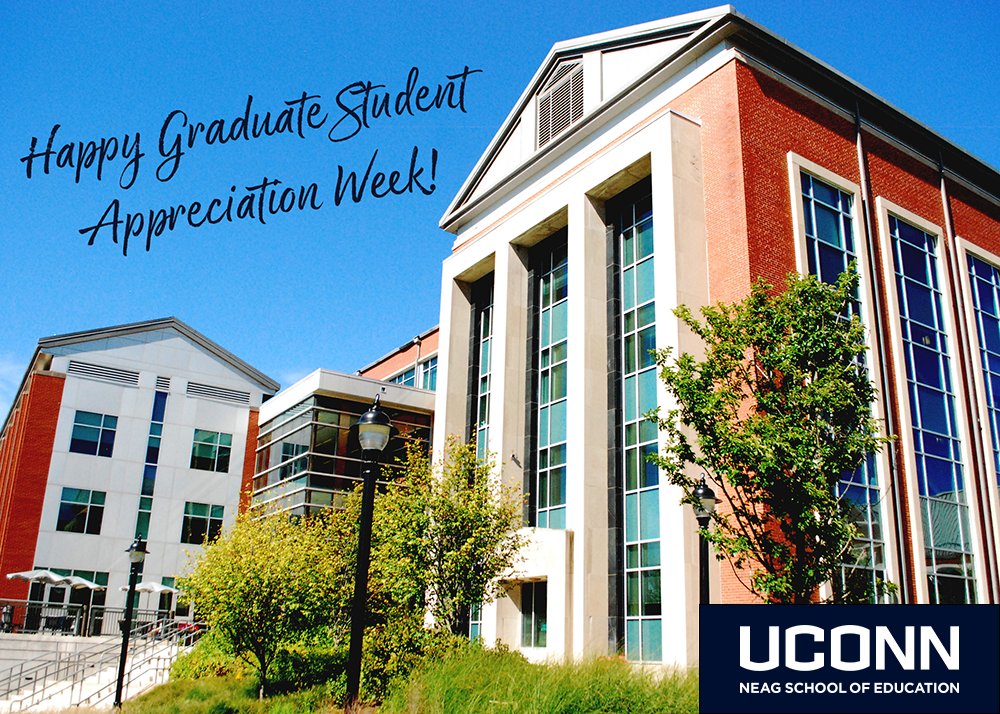 UConnNeag's tweet image. On behalf of the Neag School of Education, we would like to extend a message to our graduate students. Happy Graduate Student Appreciate Week! We greatly appreciate all of you! #GSAW #GraduateStudentAppreciationWeek