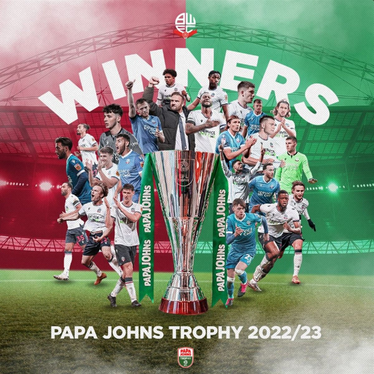 RapidRetail's tweet photo. WINNER WINNER 🏆✨
Huge congratulation to our clients at Bolton Wanderers for winning the Papa Johns Trophy

Rapid Retail are proud to have contributed to their Fan Zone including a 12m Bar &amp; 6m Walk-up Merchandise Store.

#football #retail #fanzone #bwfc #papajohnstrophy https://t.co/VnaU4ebjDY
