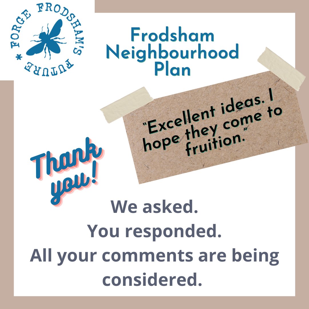 #thankyou #frodshamneighbourhoodplan #forgefrodshamsfuture
"Excellent ideas, I hope they come to fruition" 

Thanks for all your 748 comments on the Frodsham Neighbourhood Plan - they all count.
To see all the results &amp; what's next, visit the website: ow.ly/OUfI50NvFxR
