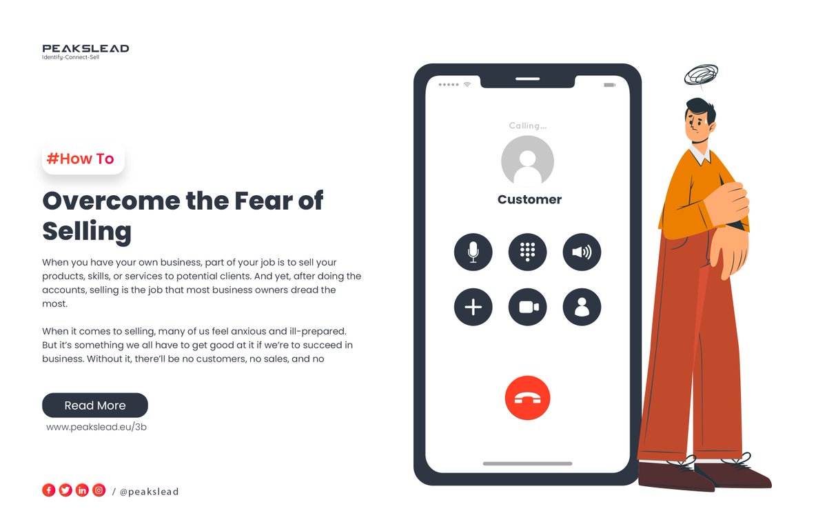 peakslead's tweet photo. When it comes to selling, many of us feel anxious and ill-prepared. But it’s something we all have to get good at it if we’re to succeed in business. Without it, there’ll be no customers, no sales, and no income.

Read more: https://t.co/Z1WEOsm69B

#sales #B2B #fear #howto https://t.co/3Db92DKwhf