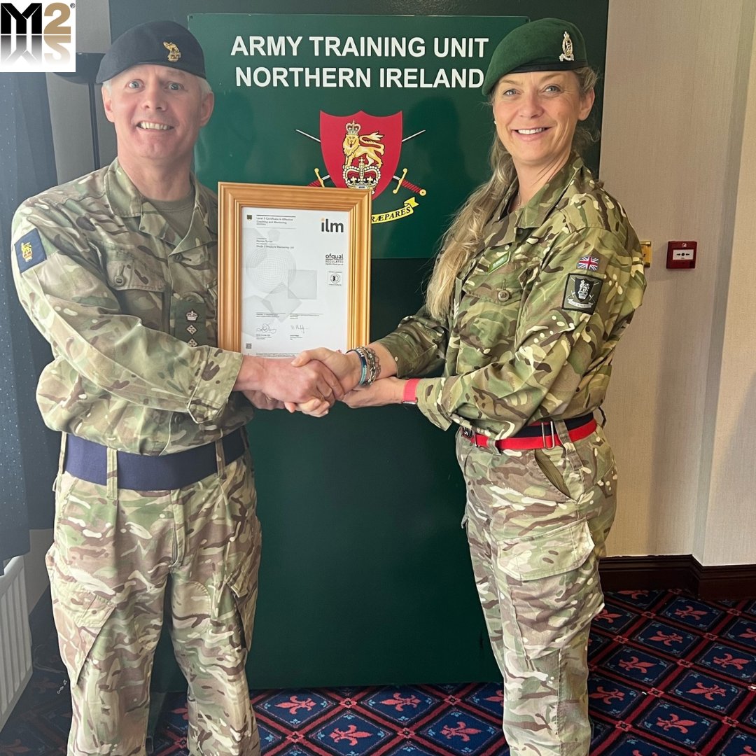m2m2UK's tweet image. M2M2 awards 100th Level 5!

Congratulations to Sgt Denise Turner from the Army Training Unit (Northern Ireland) who has been awarded our 100 th ILM Level 5 in Effective Coaching and Mentoring.

#M2M2 #coachingcourse