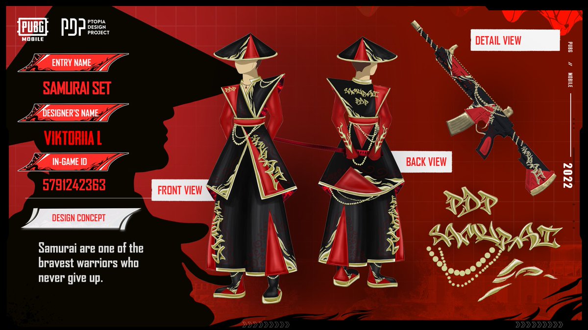 lvvkss's tweet photo. My samurai entry for 4th Global Design Contest 🥷🏼
@PUBGMCreative @PUBGMOBILE ❤️‍🔥

#PUBGMOBILE #pubgmdesign #pubgcreative #pdpdesignawards https://t.co/SU1F91KixL