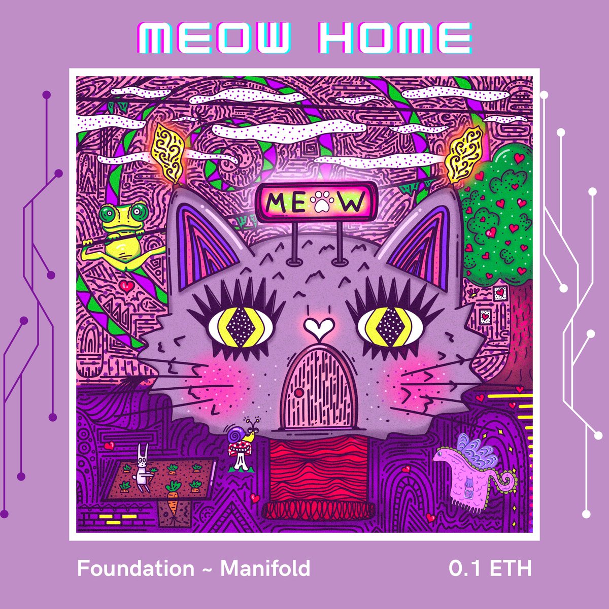 Meow home🐾
New DROP on <a href="/foundation/">Foundation 🌐</a>

Any cat,much less a human,needs a home.See the red carpet?It's laid out just for you!Here love grows on a tree, there's always a fly-agaric for you and no hare will be left without a carrot!Come visit or own your own meow home!

Details,link⤵️