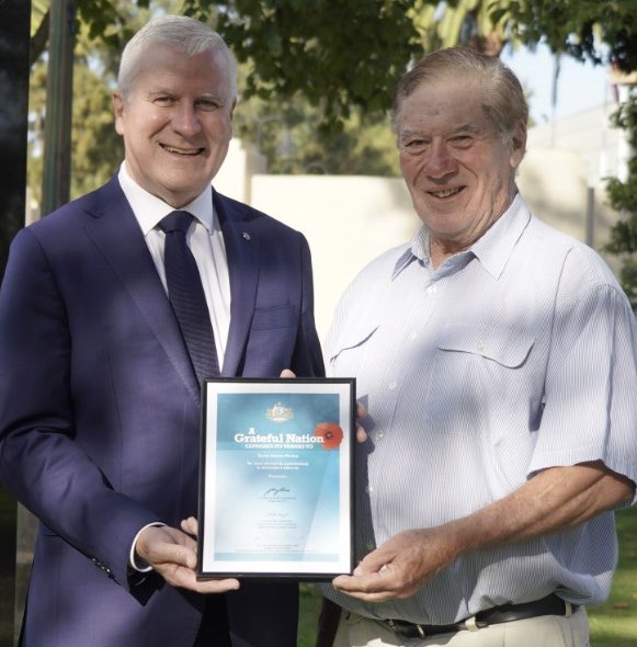 M_McCormackMP's tweet photo. Honoured to present a certificate of appreciation to Vietnam Veteran Kerry Phelan of #Illabo, alongside his daughter Pam.
The Vietnam War ended 50 years ago. We must always remember those who served and made sacrifices for us.
Thank you for your service.
#TYFYS
#LestWeForget https://t.co/CTjvGbpECX