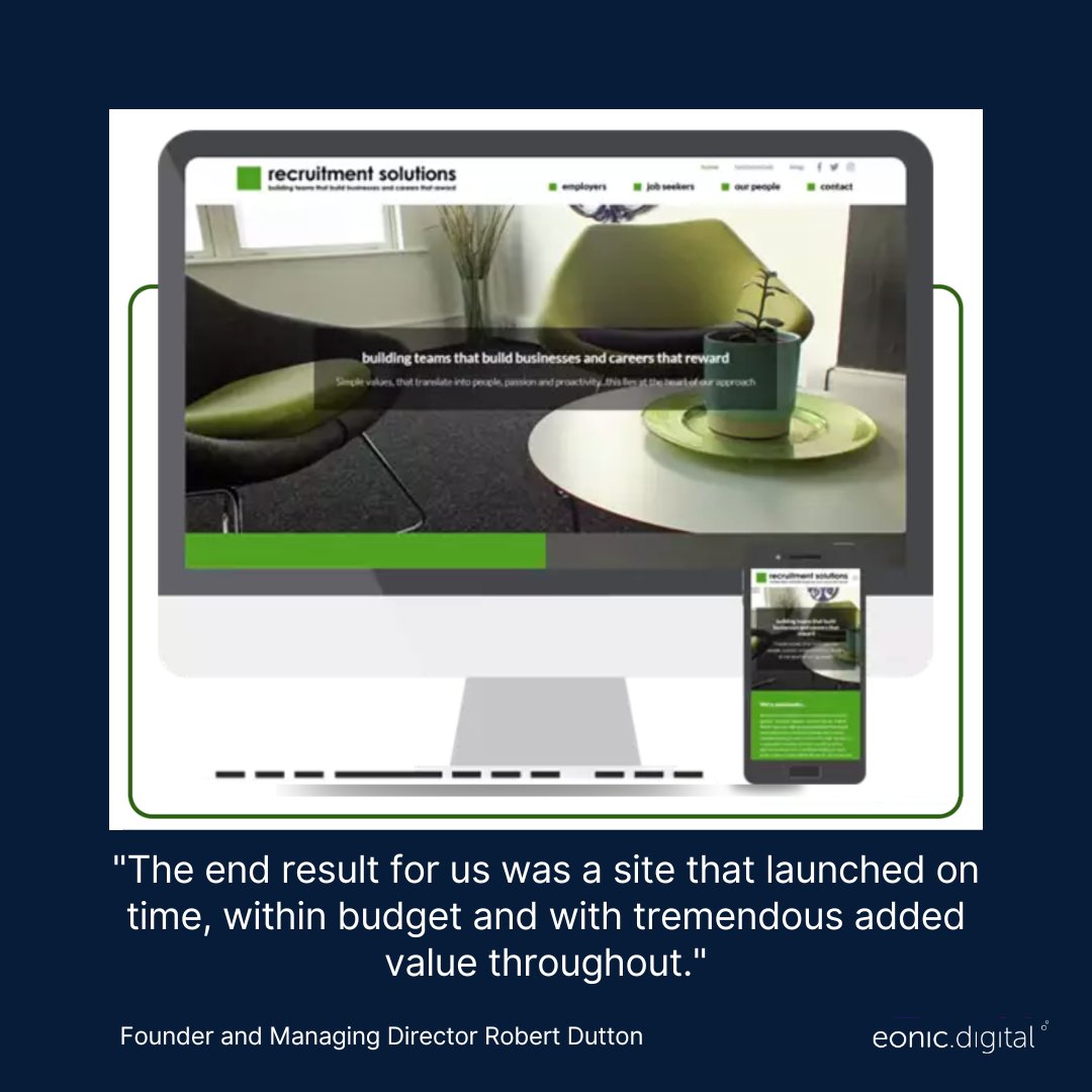 "The end result for us was a site that launched on time, within budget and with tremendous added value throughout."

Thanks to <a href="/rec_sol/">RecruitmentSolutions</a> MD Robert Dutton for his feedback.

#webdesign #recruitmentagency