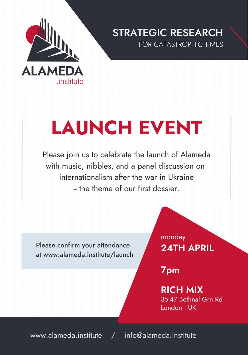Alameda, a new institute for research rooted in contemporary social struggles, will be launched on Monday, 24 April, at 7pm, at Rich Mix (London). RSVP here alameda.institute/launch/. We will post more information about just who we are and what we are up to very soon.