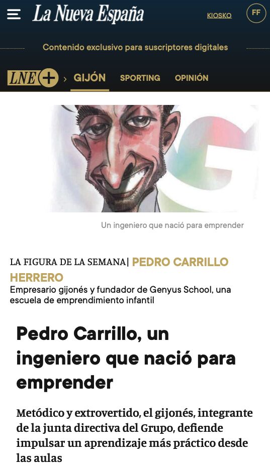 GenyusSchool's tweet photo. ¿Te has enterado? Nuestro CEO, Pedro Carrillo Herrero, ¡se llevó un reconocimiento en La Nueva España! 

¡Qué orgullosos estamos de tener a alguien como él liderando nuestra empresa! 🥳

Lo celebramos desde todo el equipo Genyus School 🥂 https://t.co/WYh8XDEFWC