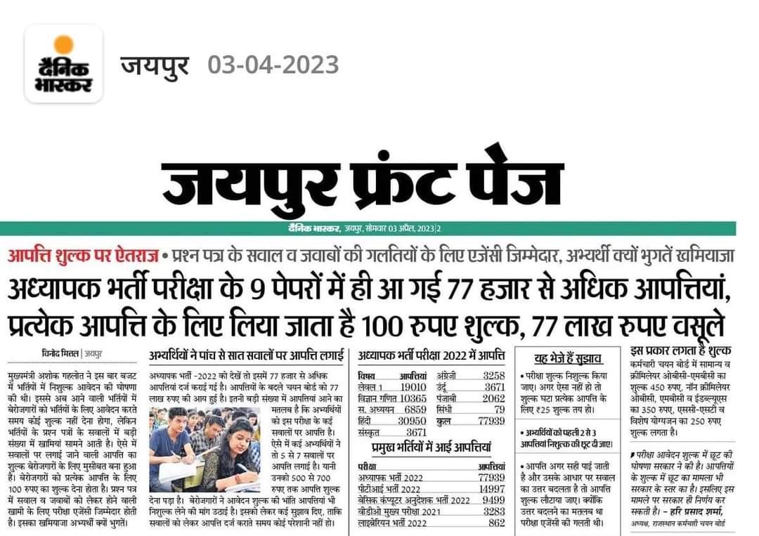SK_Royal_01's tweet photo. Kaise log paper bna rhe hai, lut mchaa rakhi hai objection ke name pr. #REET #reetmains2023 #reetcutoff #Reet_के_पद_बढ़ाकर60000 #reetAnswerkey https://t.co/CrdhhKcom8
