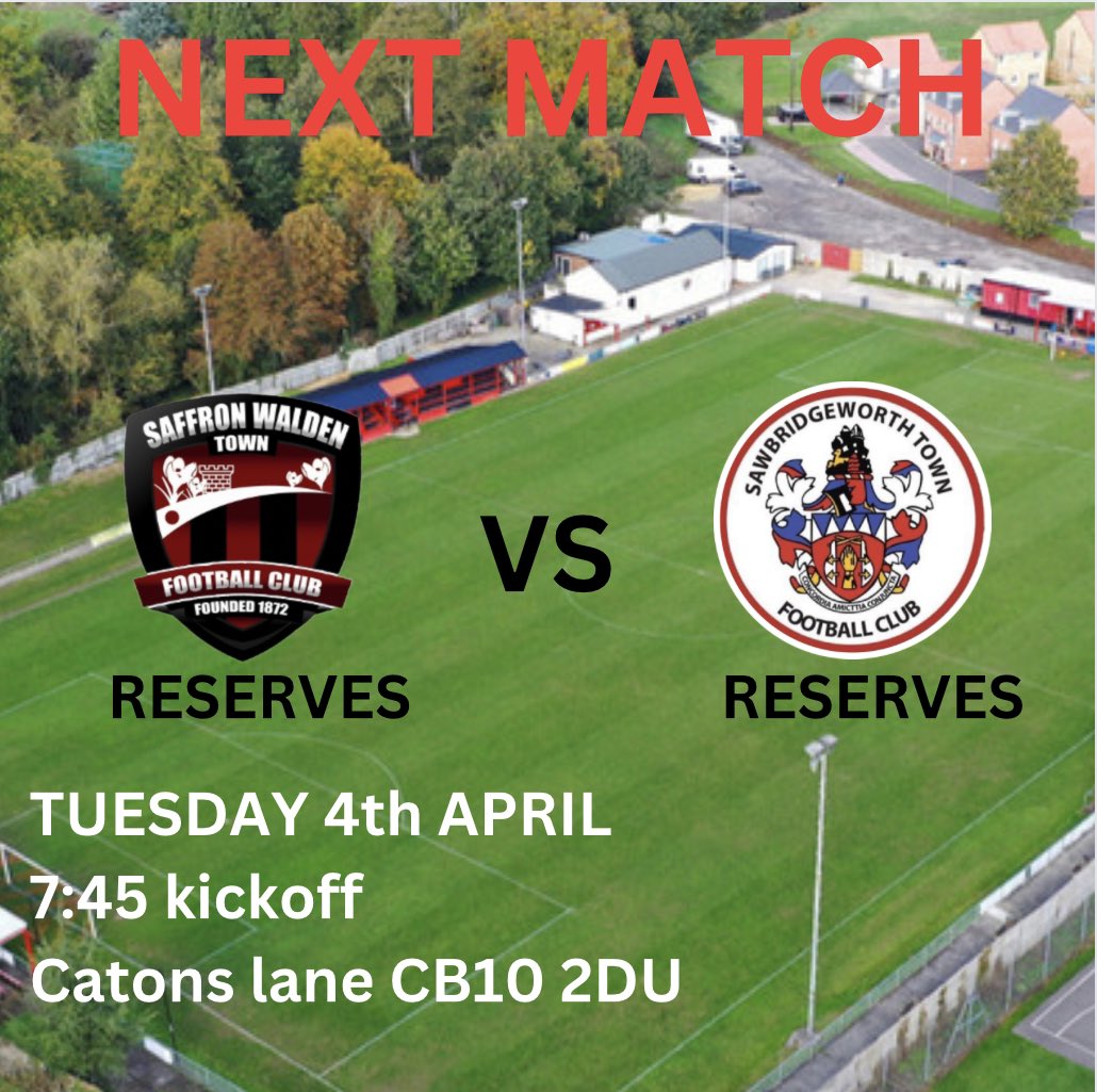 SWTFootballClub's tweet photo. #SWTFC RESERVES NEXT FIXTURE 🔜
🏆 Essex Senior reserve League
🆚 Sawbridgeworth Town Reserves
⏰ 7:45pm
📍 cb10 2 du
#upthebloods ♥️ https://t.co/o5JWflmxVR