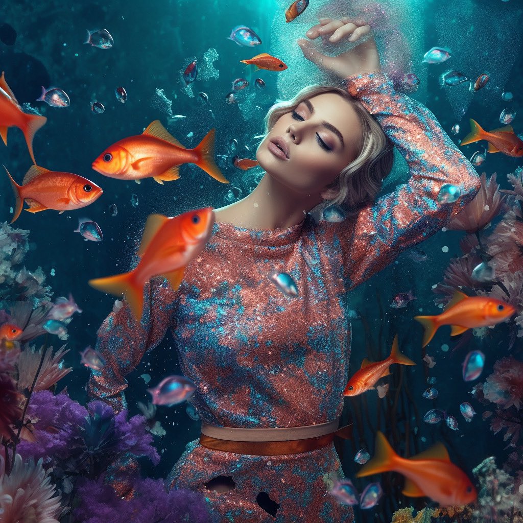 Under water 🐠

#sea #sealife #underwater #ocean #fishes #oceanlife #fashion #fashionphotography #photography #portraitphotography #portrait #glitter #lifeunderwater #coral #ai #aiart #illustration #digitalart #midjourneyart #midjourneyv5 #midjourney #beautifulgirls