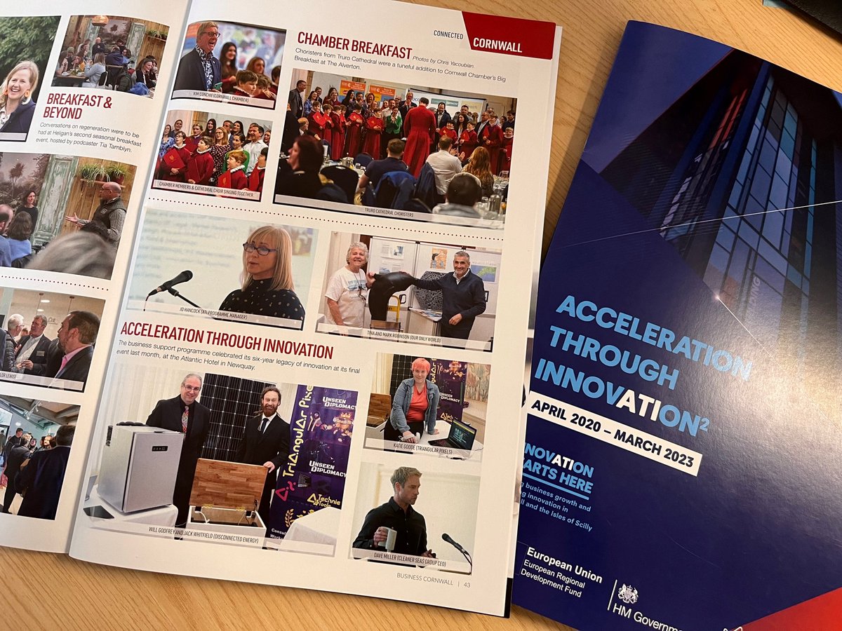 Hello Monday! 🌞 what better way to start the week than with ☕ & @biz_cornwall? Thank you for featuring our legacy event in your ‘Connected Cornwall’ pages & including some images of our steadfast leader, @JoHancockATI, exhibitors @TriangularPixel & speaker @CleanerSeasGp 🙏