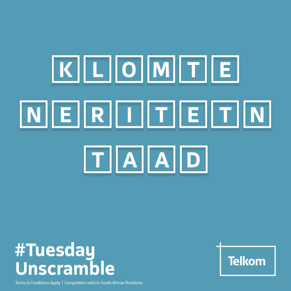 TelkomMYSIM's tweet photo. Competition time - give us the correct answer for a chance to win a share of Smartload funds! #TuesdayUnscramble https://t.co/fjnhJiKvZa