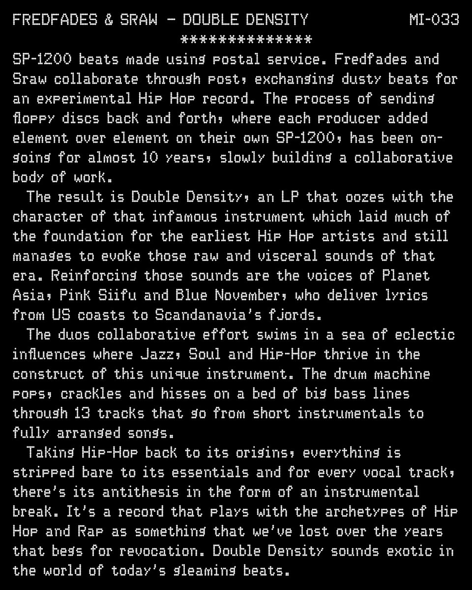 The long awaited collaboration project between @fredfades and <a href="/SunRawBeats/">SRAW</a> is finally here! Listen and grab yourself a limited copy at our Bandcamp: mutualintentions.bandcamp.com/album/double-d…