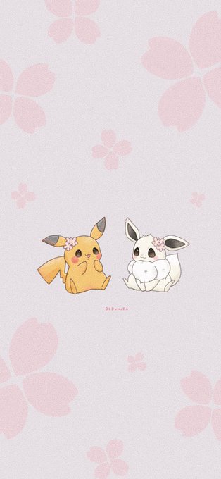 明日から春イベント 新実装花飾り付けたピカ&イーヴイがDERUNODAaa✩.*˚RTや待ち受けで願掛けお守りにぜひ使ってください(՞ ¨̮ ՞)゛待ち受けsizeです#ポケモンGO 
