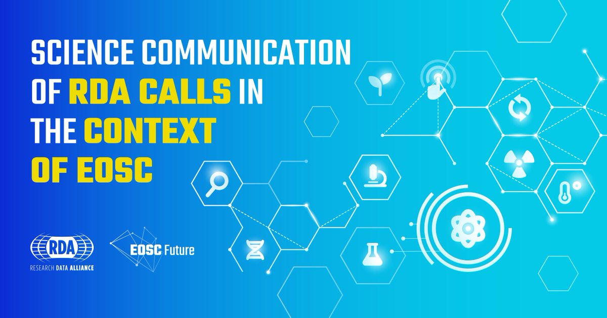 EatrisEric's tweet photo. Are you a #ScienceCommunication specialist? Unlock a €15k budget by showcasing the impact of RDA and @EOSCFuture's open calls programme.

👉 Find out more &amp; apply by 17 April here: https://t.co/YKidFgJvne #OpenScience #EquitableResearch #EOSCFuture https://t.co/Rdj9zAyOhN