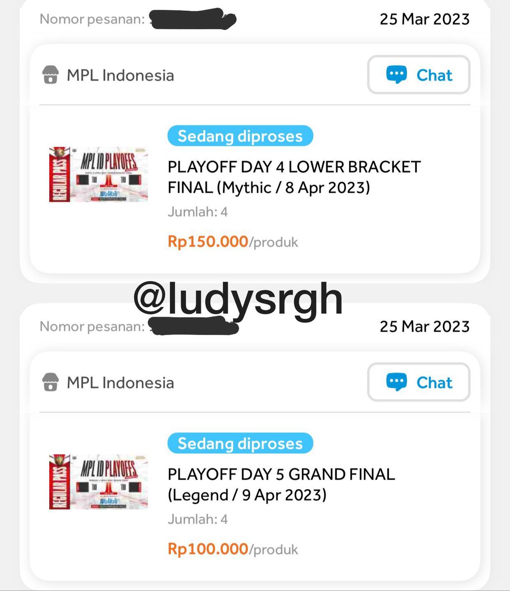 ❗WTS TIKET MPL S11❗

Playoff Day 2 Match 1 Rrq Vs Btr/Ae
Kamis 6 April, Seat Mythic 1 Tickets

Playoffs GRANDFINAL
Minggu 9 April, Seat Legend 2 Tickets

Minat dm. Bisa COD

#wts #wtb #zonauang #zonajajan #wtstiket #mobilelegend #playoffs #tiketmpl #mplid #mpls11  #rrq #evos