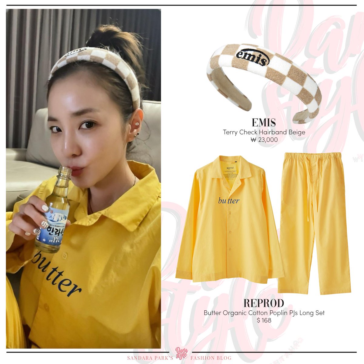 DaraStyle_'s tweet photo. [SNS Update] 230402 - #DARA Twitter Post, wearing:

#EMIS Terry Check Hairband Beige
#REPROD Butter Organic Cotton Poplin PJs Long Set
-
#SandaraPark #산다라박 #다라 https://t.co/OnPf4ZDNsg