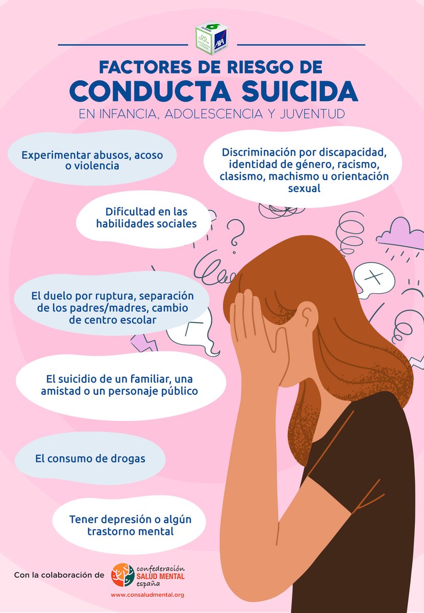 ⚠️ ¿Sabes cómo detectar factores de riesgo que pueden conducir al #suicidio en niños, adolescentes y jóvenes? 😢 Entre todos podemos evitarlo, #DeEstoHayQueHablar 👇🏼 <a href="/FundacionAXA/">Fundación AXA</a> <a href="/Constanteyvital/">Constantes y Vitales</a>