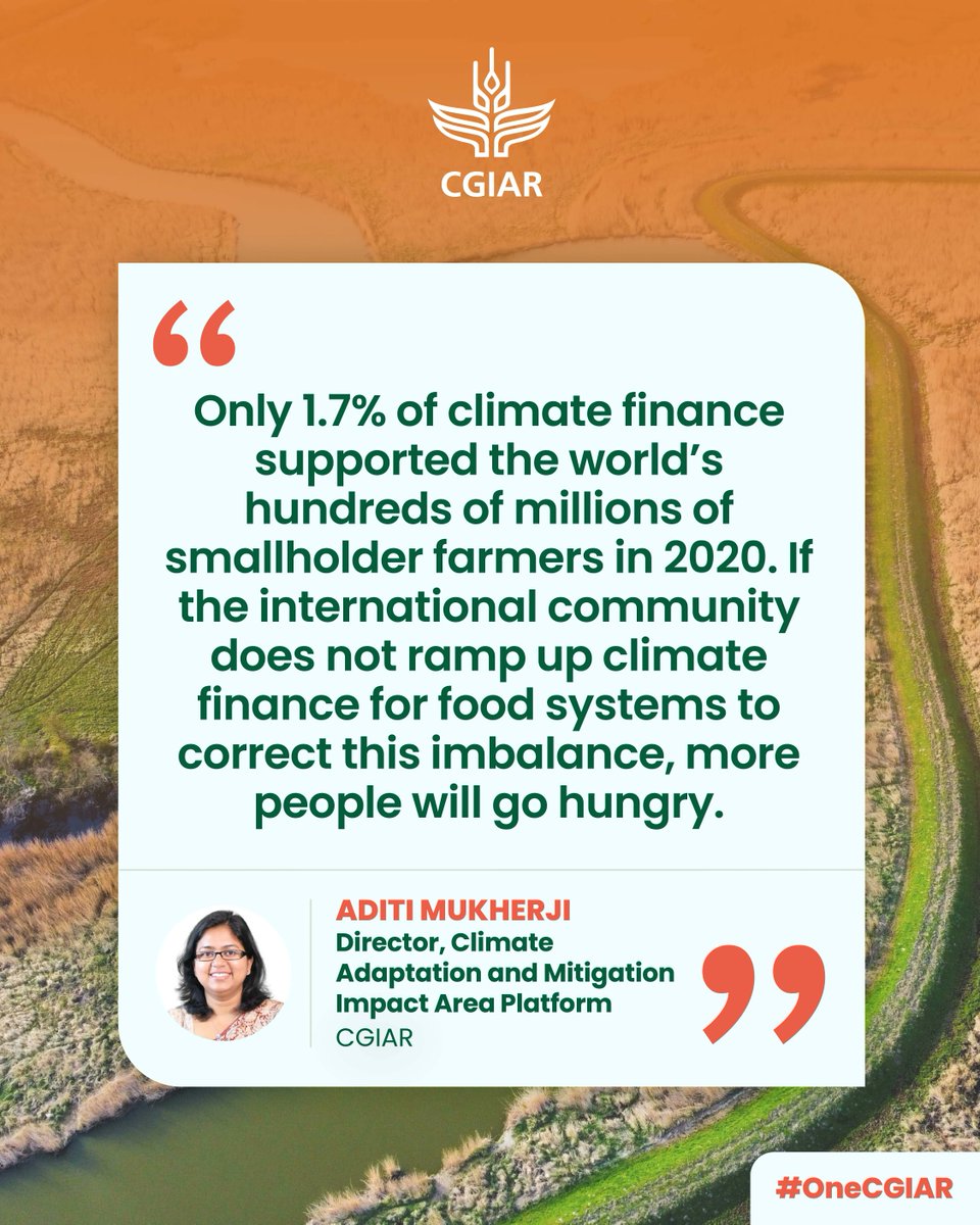 CGIAR's tweet image. "If the international community does not ramp up climate finance for #FoodSystems to correct this imbalance, more people will go hungry," highlights @aditimukherji, co-author of @IPCC_CH's recent #ClimateReport.  

🔗 on.cgiar.org/3Kg9wMN 
#OneCGIAR #ClimateSecuirty @AJEnglish