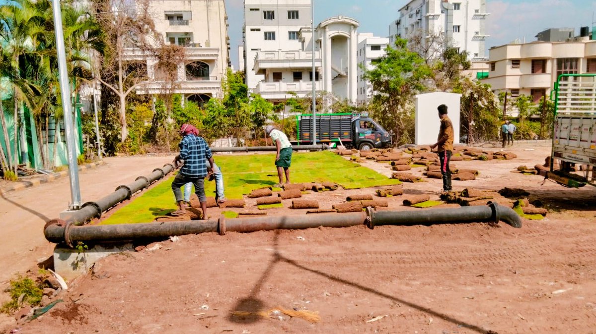 Creating a beautiful landscape to offer a visual treat at the #DurgamCheruvu Sewage treatment plant project site.
#MEIL #SewageTreatmentPlant
#Hyderabad  #STP 
#infrastructure