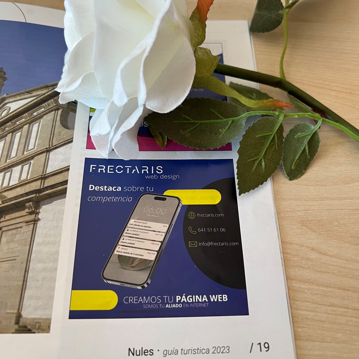 frectaris's tweet photo. Desde Frectaris nos enorgullece anunciar nuestra oportunidad de mención en la guía turística de Nules de 2023. Estamos muy contentos de poder aparecer en dicho libro 🥳👏

En Frectaris creamos tu página web personalizada, ¡no dudes en contactarnos! 😊

#paginaweb #webdesign https://t.co/G45zYYNgFZ