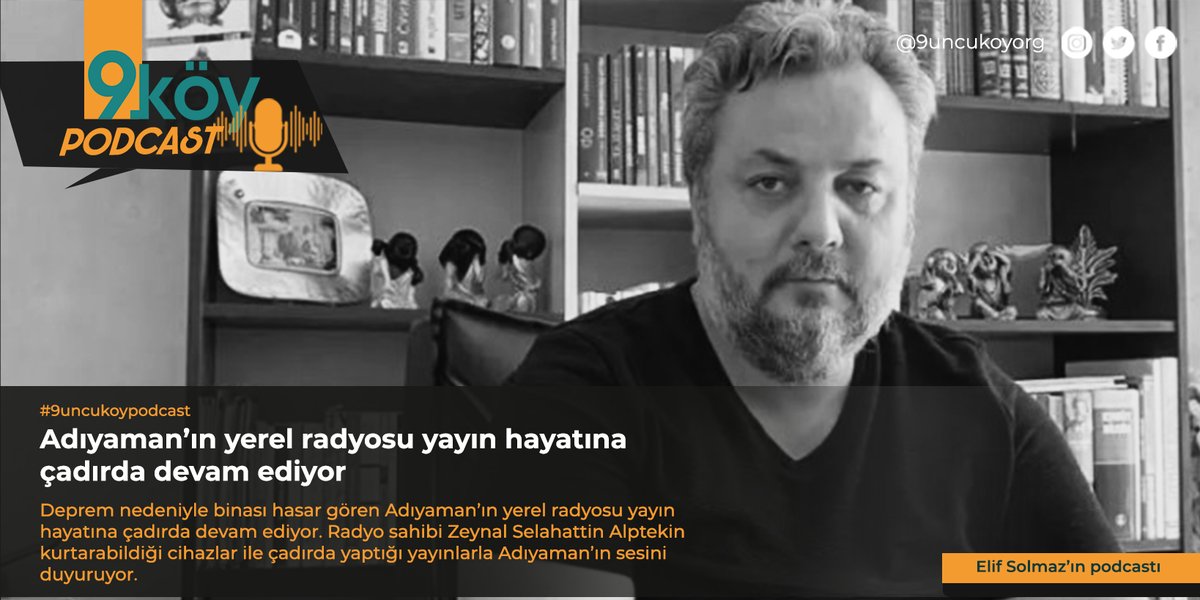 Adıyaman’ın yerel radyosu yayın hayatına çadırda devam ediyor

Radyo sahibi Alptekin, depremin etkilerini ve hayalet şehre dönen Adıyaman’ı 9.Köy muhabiri Elif Solmaz’a anlattı.

Elif Solmaz’ın podcastı için:
9koy.org/adiyamanin-yer…

<a href="/zselahattin/">Selahattin Alptekin</a>