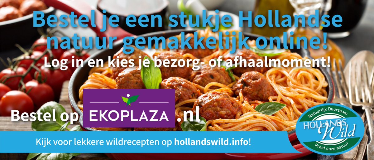 Geniet van een heerlijk stukje Hollandse natuur. 🇳🇱 Bestel onze producten gemakkelijk via <a href="/Ekoplaza/">Ekoplaza</a>!
Met onze persoonlijke aanrader en nieuw in ons assortiment: Wildballetjes!
Zeker weten welke producten je online kunt bestellen? Log in en kies eerst je bezorg- of afhaalmoment.