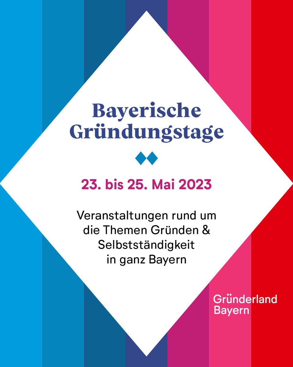 Auch wir sind dabei und nehmen an den Gründungstagen von #GründerlandBayern teil! Vom 23. bis 25. Mai 2023 öffnen hier Startup- und Gründungsorganisationen aus ganz Bayern ihre Türen: gruendungstage.bayern #gründungstage #gründenaufbayerisch