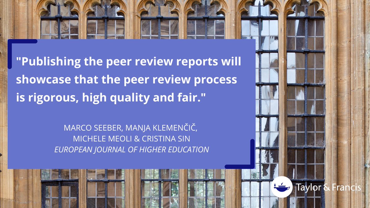 Taylor&Francis News (@tandfnewsroom) on Twitter photo European Journal of Higher Education has announced it will begin publishing reviewer reports in a 1-year trial to demonstrate the rigor of its peer review process 🔎
newsroom.taylorandfrancisgroup.com/european-journ…
EJHE will be the 1st Higher Education research journal with transparent peer review. European Journal of Higher Education has announced it will begin publishing reviewer reports in a 1-year trial to demonstrate the rigor of its peer review process 🔎
newsroom.taylorandfrancisgroup.com/european-journ…
EJHE will be the 1st Higher Education research journal with transparent peer review.