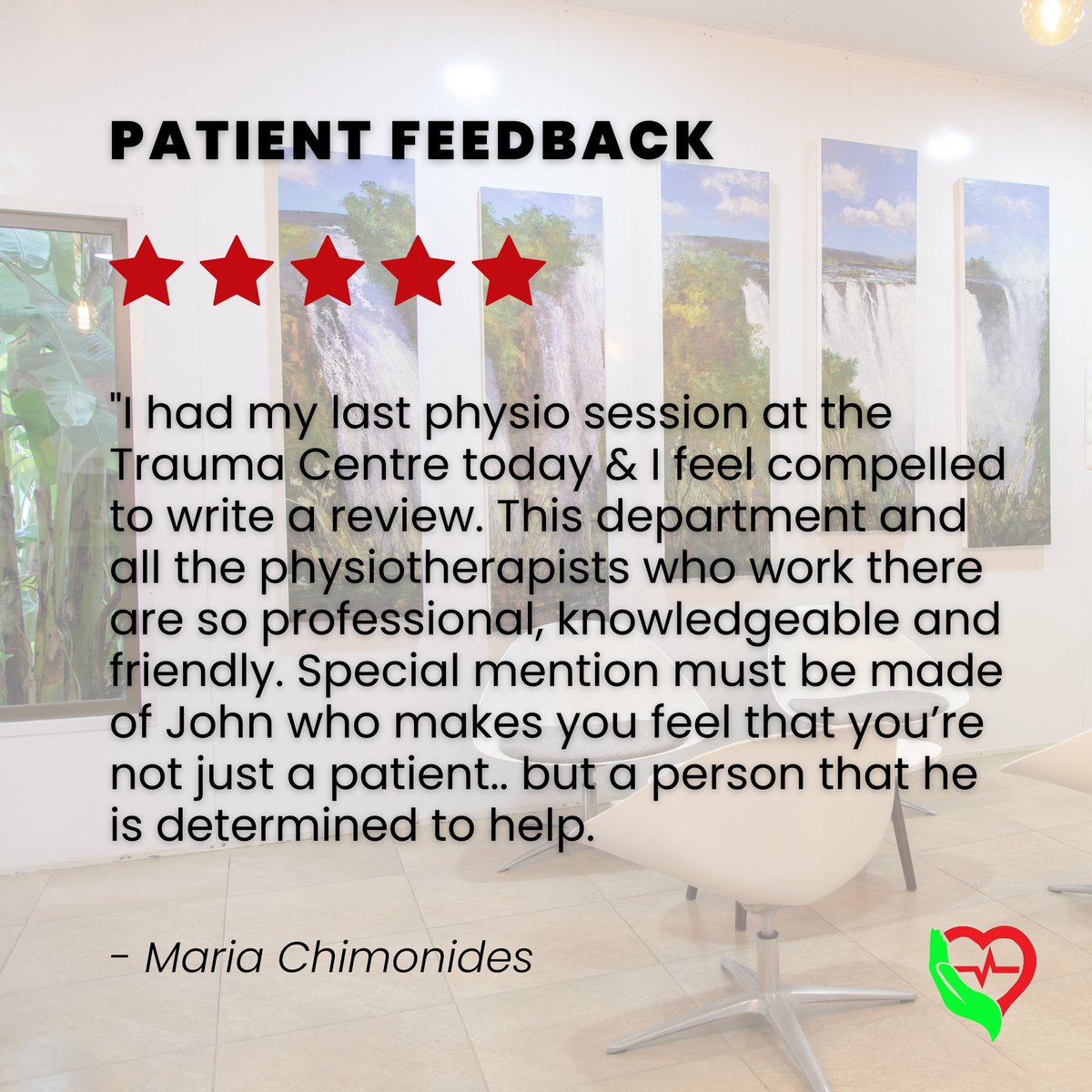 We are thrilled to hear about your wonderful experience, Maria!  

Find out more about us online: traumazim.com  

Get in touch: +263 242 886921-4 | +263 242 886143-4 | 0773174123