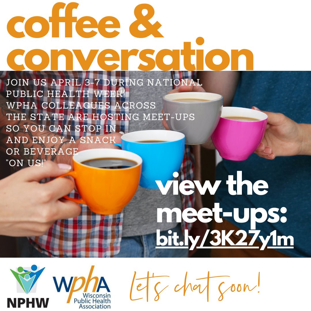 WIPublicHealth's tweet photo. Its @NPHW! Our most favorite time of the year! We've got lot of love to show our public health colleagues this week, starting off with free coffee at one of several spots around the state. 
Full schedule here: https://t.co/7HVWHXQyaK Thanks for being awesome! #ThisIsWPHA https://t.co/X2E0CWObk0