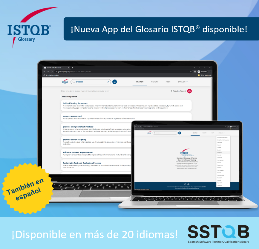 SSTQB_es's tweet photo. ¡Ya está disponible la nueva App del Glosario ISTQB®! 🎉
¡Compruébelo 👉 https://t.co/FxbD5V0qn9 o desplácese hacia abajo en https://t.co/60rjLbA7Wq y comience su búsqueda ahora!
#ISTQBGlossary #Software #Testing #SoftwareTesting #TestingTerms #TestingGlossary #ISTQB #SSTQB https://t.co/TK9DfgLDDl