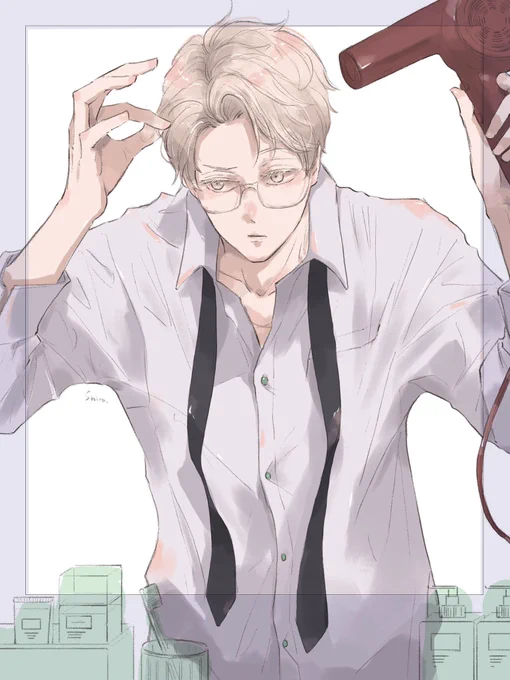 慣れないヘアアレンジに苦戦する月島くん 