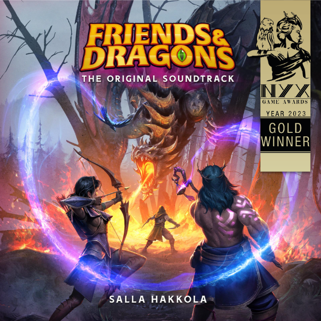 friendsndragons's tweet photo. Thank you, @nyxgameawards, for awarding us as a Gold Winner for our Friends &amp; Dragons OST! 🎉🐲🎶

Want to experience the music yourself? Try Friends &amp; Dragons! 

https://t.co/VjV31TI8yg

#gameawards #nyxgameawards https://t.co/9n0ewPatNv