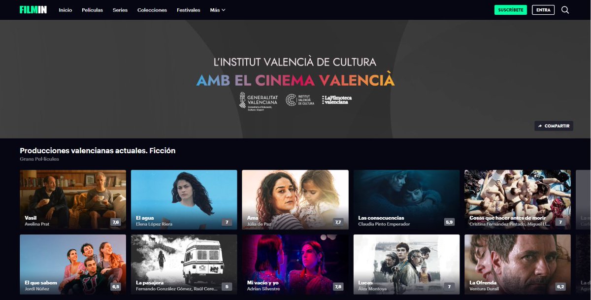 GVAivc's tweet image. 🎥Presentem un canal de cine valencià a @Filmin!

➡Les més de 150 produccions valencianes disponibles es distribueixen en nou seccions temàtiques 
➡L’IVC oferta 1.000 subscripcions a Filmin per als abonats nous al Centre de Documentació

📲 Més info a ivc.gva.es
