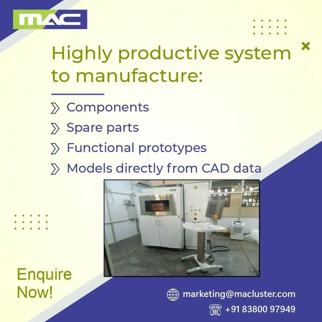 macaurangabad's tweet photo. Highly productive rapid prototyping 3D printing machine for your prototyping needs.
Get a quote now!
#MarathwadaAutoCluster #MAC
#3DPrinting #rapidPrototying #CADdata #SpareParts #toolroom #equipment #autocluster #automotive #manufacturing #industry #aurangabad https://t.co/RlbAEnjOtT