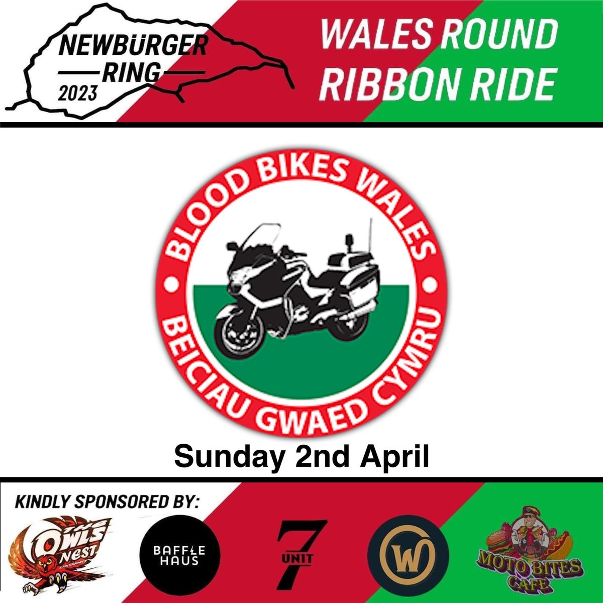 Blood Bikes Wales would like to thank the organisers of the Wales Round Ribbon Ride, which was such a resounding success yesterday. (1/3)