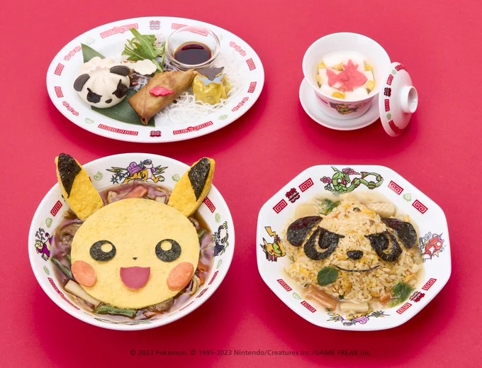 #ポケモンセンター から登場の「ピカチュウ飯店」のグッズ用イラストを担当させて頂きました◎八角皿やどんぶりなどのアイテムはポケモンカフェの新メニューの食器にもなっておりますのでこちらも要チェック!  