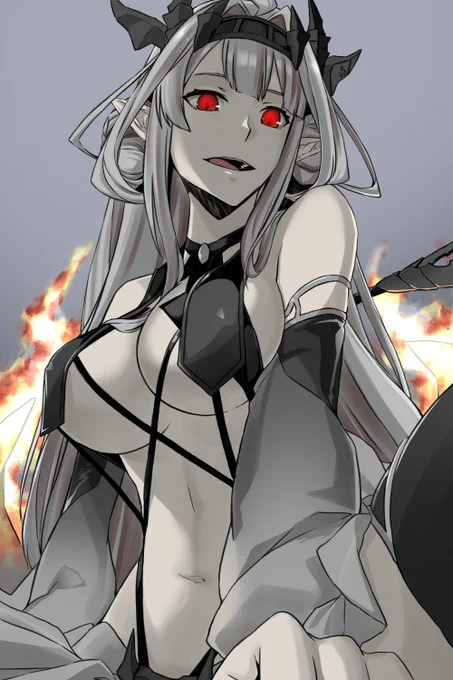 skebのご依頼ありがとうございました。悪堕ちした艦これの金剛さんとのことで設定、デザイン画まで送っていただいて大変描くのに助かりました。 