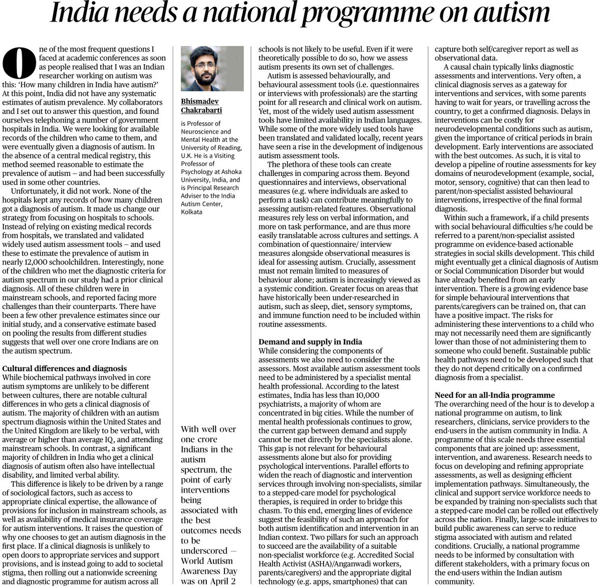 AnantBhan's tweet photo. #India needs a national programme on #autism https://t.co/YXGDEKrZJe