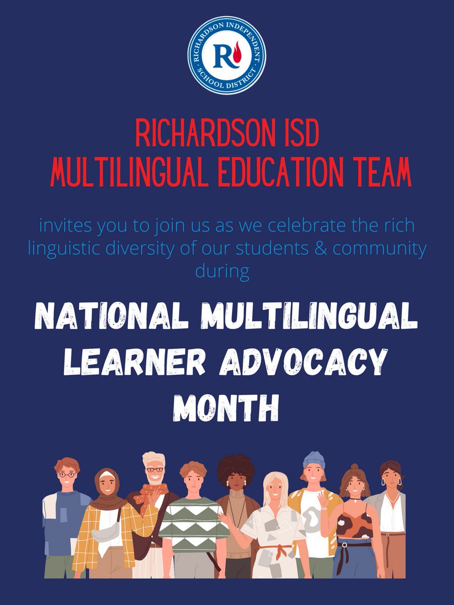 CaroArmstrong24's tweet photo. Stay tuned &amp; join our #MET this month as we highlight &amp; celebrate the gifts &amp; cultural identity of our 11K @RichardsonISD #Multilingual students &amp; community! #RISD_Bilingual #RISDBelieves #MLLAdvocacy2023 @vescalante73 @LanetteStinnet1 @danielagatlin @ASKNCELA1 https://t.co/2i3UDgakBu