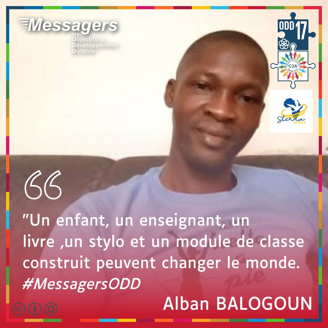 #MessagersODD
👏 <a href="/GaspardBalogoun/">Alban Adebiyi</a> de l'ONG <a href="/TerreNouvelle3/">Terre Nouvelle</a>
pour son soutien au chantier de solidarité internationale organisé par <a href="/AfricaSterna/">STERNA AFRICA</a>

🙏 Contribution à la cagnotte appréciée

#Agenda2030 #ODD